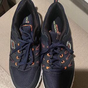 Men’s Skechers Dark Blue and Bright Orange Sneakers